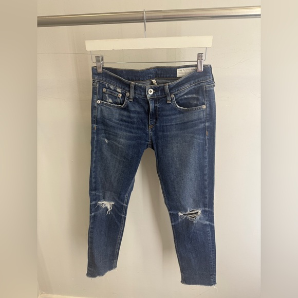 rag & bone Denim - rag & bone Distressed Blue Skinny Jeans